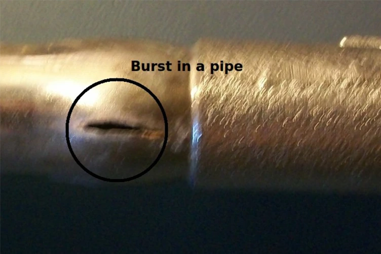 burst in pipes